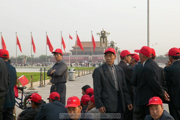 Local tourists with matching red Nike caps, Tiannanmen Square, Beijing
