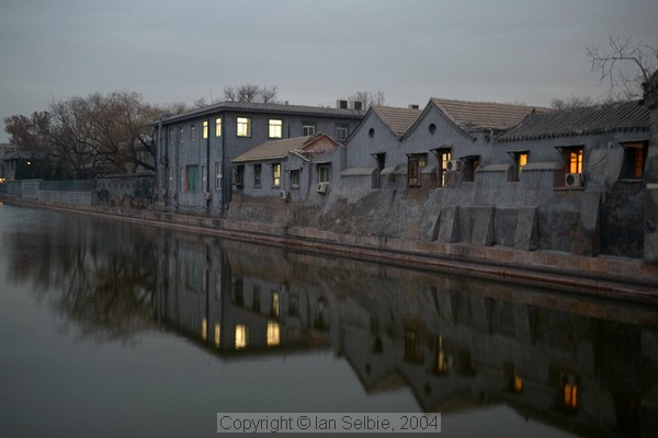 Buildings beside the moat of the Forbidden City, just before dawn, Beijing