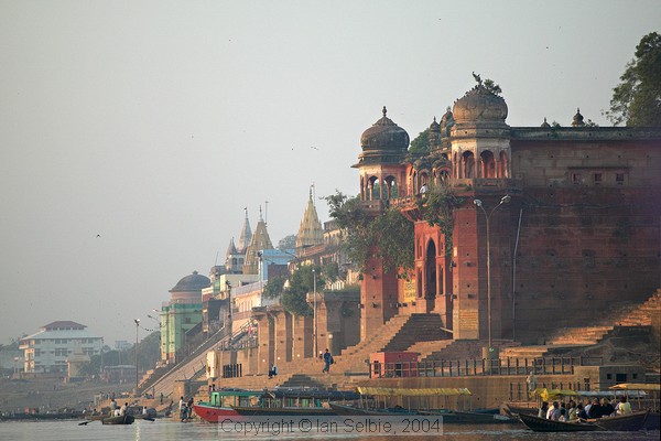 The Ganges river, Varanasi - Chet Singh Ghat in the early morning sun
