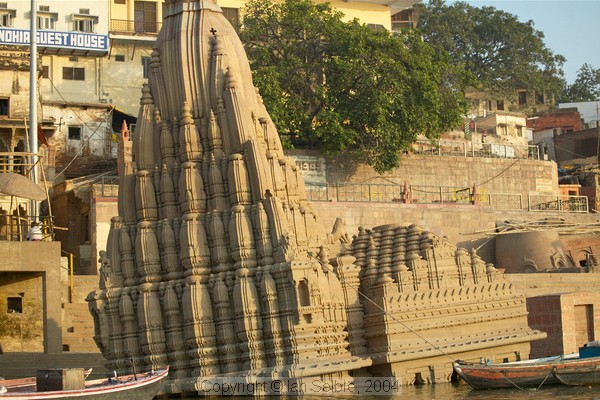 The leaning temple of Shiva at Scindia Ghat, Varanasi