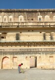 Man sweeping the inner courtyard, Amber Palace, Jaipur