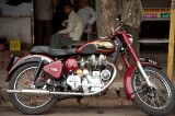The owner told me this was an original 1960's Royal Enfield Bullet, but I have my doubts because the speedometer is in Kilometres