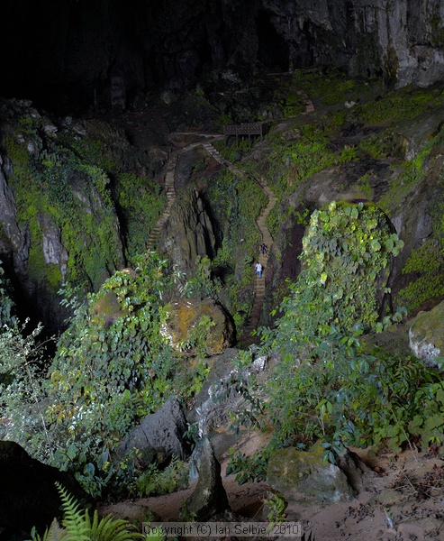 "Fairy" and "Wind" Caves, Bau, Sarawak, East Malaysia (Borneo) (Look for the humans in the picture to appreciate the scale of the cave)