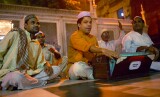 Musicians playing after evening prayers  at the Tomb of Nizammudin, Delhi