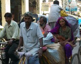 Trishaws ("Indian Helicopters") make up much of the traffic in Chandni Chowk, Old Delhi