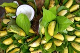 Bananas and fresh coconuts for celebration of the birthday of Lord Ganesha at Sri Senpaga Vinayagar Temple, Ceylon Road, Singapore
