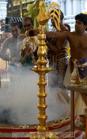 Dousing of the flames on  the birthday of Lord Ganesha at Sri Senpaga Vinayagar Temple, Ceylon Road, Singapore