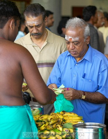 Selling bananas for celebration of the Depavali Festival at Sri Senpaga Vinayagar Temple, Ceylon Road, Singapore