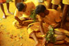 Devotees pray to the godess after having performed the ritual