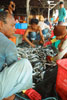 Sorting and cleaning fish on the deck at Endau
