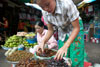 Selling cooked spiders and other insects at central market