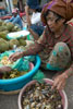 Woman selling shellfish at the Russian market