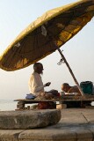 Priest offering blessings at Dashashwamedh Ghat, Varanasi