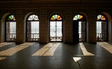 The empty hall at the 'Jantar Mantar' looks out over the Ganges