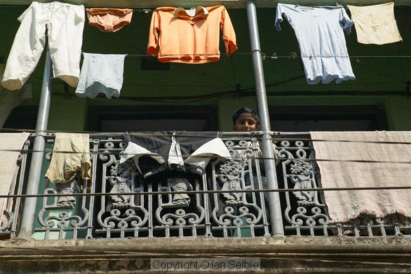 Balcony overlooking the street, Varanasi