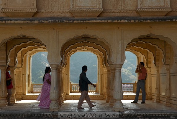 Tourists framed by the Arches, Amber Palace, Jaipur