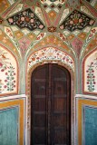 Door and colourful ceiling, Amber Palace, Jaipur