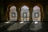 Light pours through the lattice windows, arches, Amber Palace, Jaipur