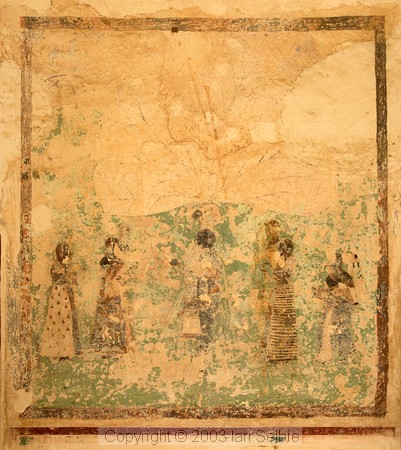 One of the original wall paintings, Amber Palace, Jaipur