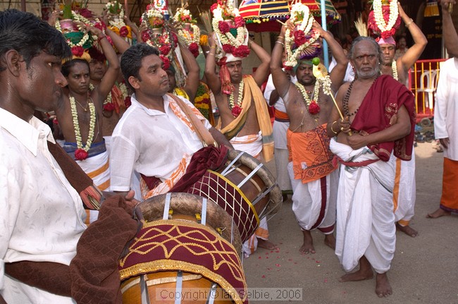 Moving the deities from the previous location in the golden and silver chariots