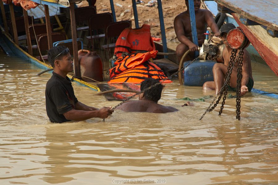 Fishing community in Kampong Phluk on Tonle Sap lake in Cambodia