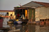 Fishing community in Chong Khneas on the Siem Reap river and floating on the Tonle Sap lake in Cambodia