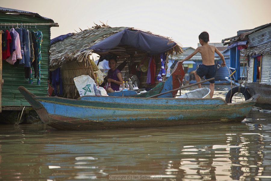 Fishing community in Chong Khneas on the Siem Reap river and floating on the Tonle Sap lake in Cambodia