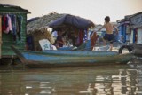 Fishing community in Chong Khneas on the Siem Reap river and floating on the Tonle Sap lake in Cambodia