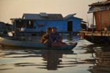 Fishing community in Chong Khneas on the Siem Reap river and floating on the Tonle Sap lake in Cambodia
