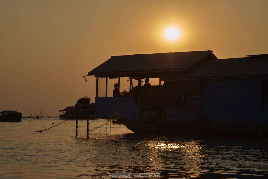 Fishing community in Chong Khneas on the Siem Reap river and floating on the Tonle Sap lake in Cambodia