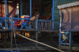 Fishing community in Chong Khneas on the Siem Reap river and floating on the Tonle Sap lake in Cambodia