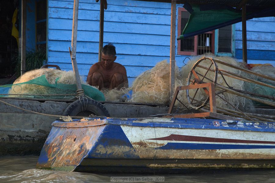 Fishing community in Chong Khneas on the Siem Reap river and floating on the Tonle Sap lake in Cambodia