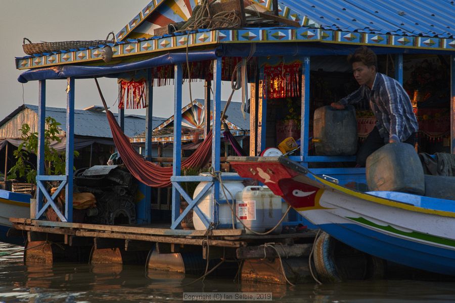 Fishing community in Chong Khneas on the Siem Reap river and floating on the Tonle Sap lake in Cambodia
