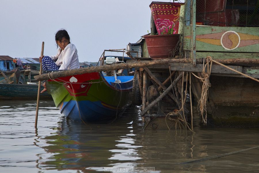 Fishing community in Chong Khneas on the Siem Reap river and floating on the Tonle Sap lake in Cambodia