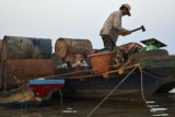 Fishing community in Chong Khneas on the Siem Reap river and floating on the Tonle Sap lake in Cambodia
