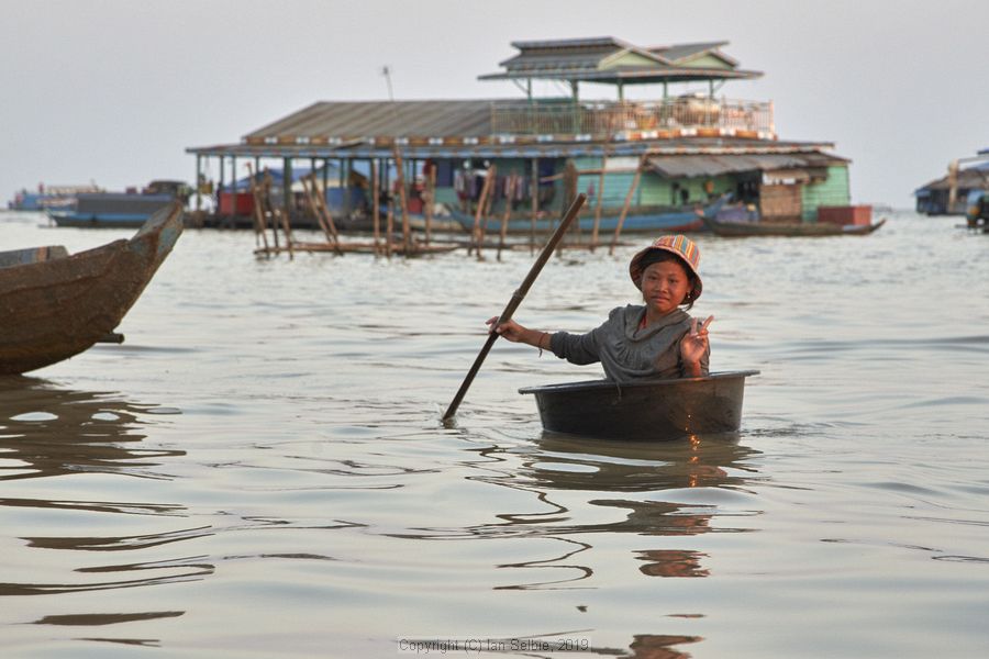 Fishing community in Chong Khneas on the Siem Reap river and floating on the Tonle Sap lake in Cambodia