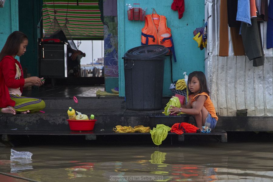 Fishing community in Chong Khneas on the Siem Reap river and floating on the Tonle Sap lake in Cambodia