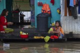 Fishing community in Chong Khneas on the Siem Reap river and floating on the Tonle Sap lake in Cambodia