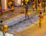 Walking the coals at the Thimithi (fire walking) ceremony, Singapore 2003