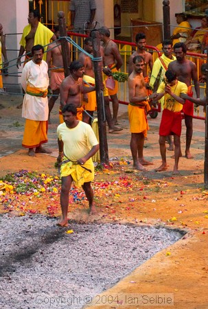 Walking the coals at the Thimithi (fire walking) ceremony, Singapore 2003