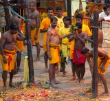 Walking the coals at the Thimithi (fire walking) ceremony, Singapore 2003